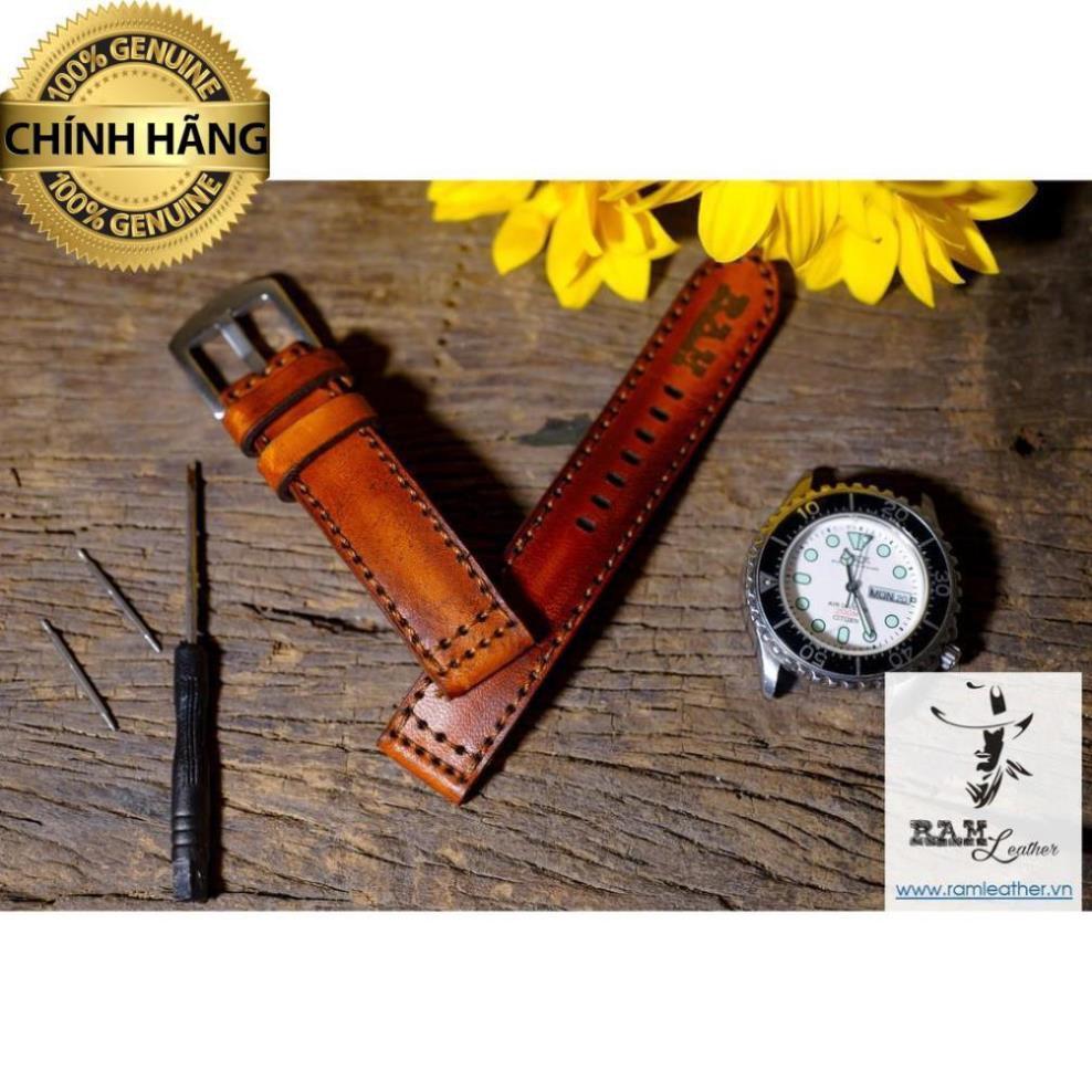 DÂY ĐỒNG HỒ DA BÒ THẬT – RAM PILOT NÂU SÁNG - HÀNG CHÍNH HÃNG RAMLEATHER .