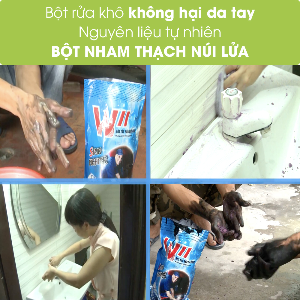 Bột tẩy rửa đa năng Wii sản xuất từ đá NHAM THẠCH NÚI LỬA, DẦU DỪA, DẦU CỌ không hại da tay TÂM LUÂN Chổi lau tẩm dầu- HÀNG CHÍNH HÃNG