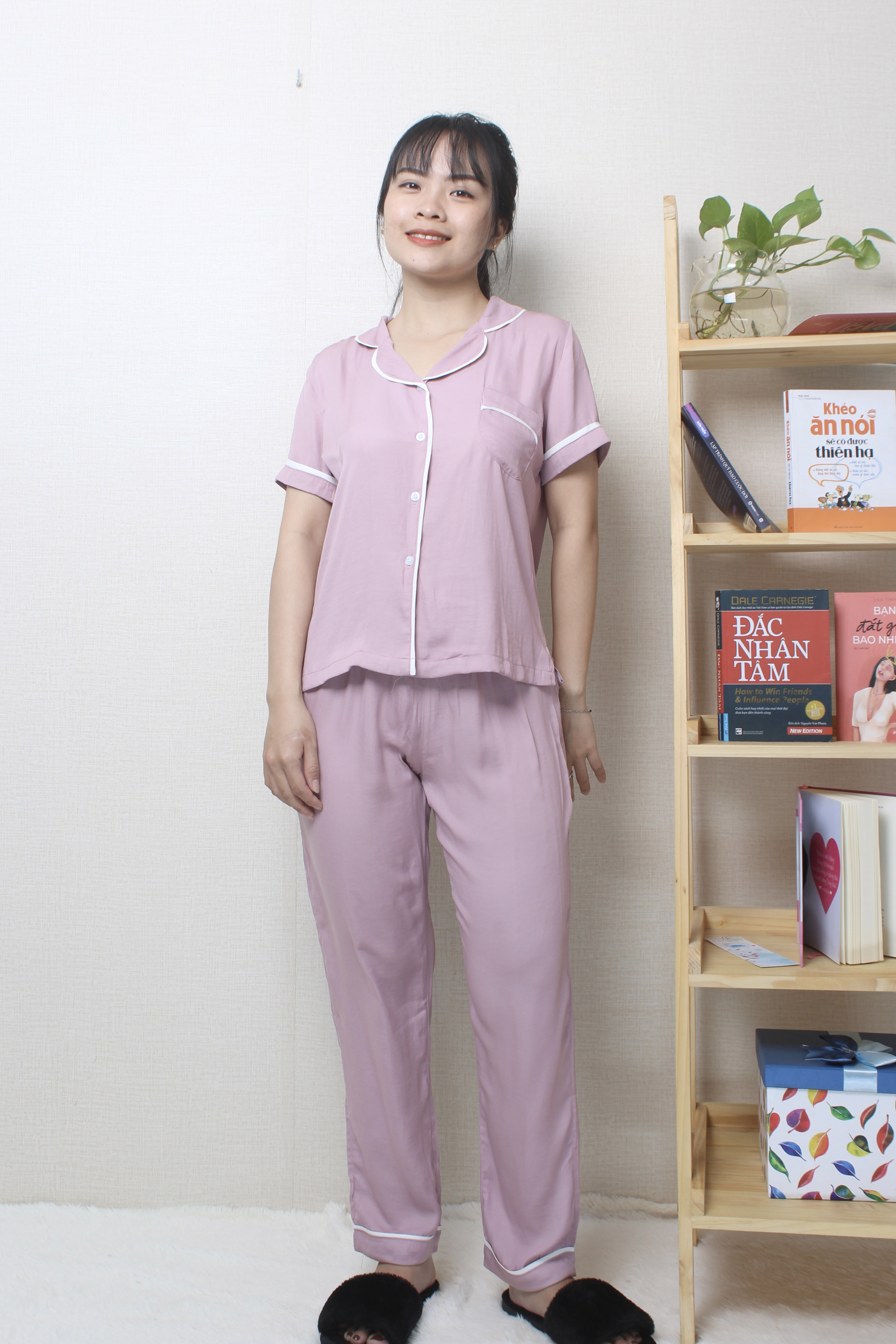 Bộ Mặc Nhà Pijama Lụa Satin Quần Dài_Giao Ngẫu Nhiên_B2LUA Nhiều Họa Tiết