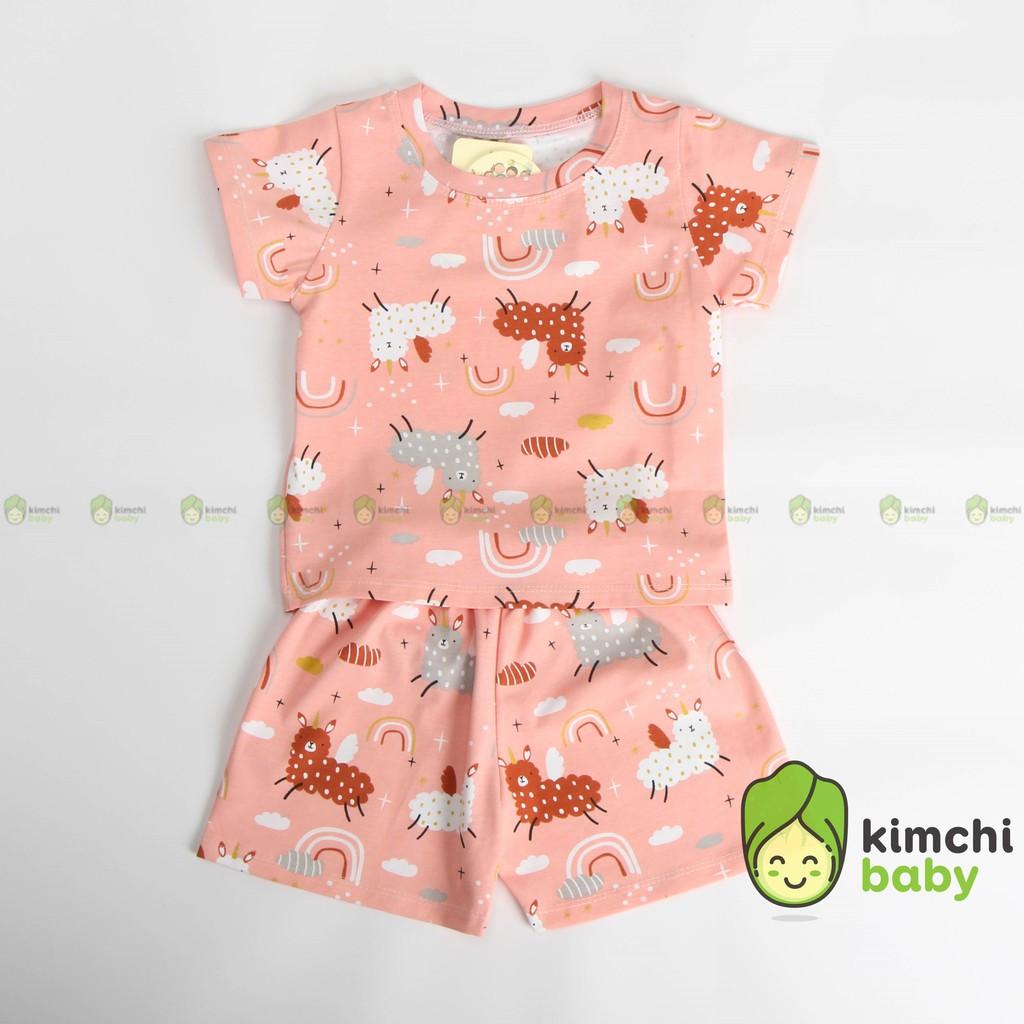 Đồ Bộ Bé Gái Vải Cotton Co Giãn 4 Chiều Họa Tiết Dễ Thương, Bộ Cộc Tay Cho Bé Mặc Nhà Mùa Hè BBG2101