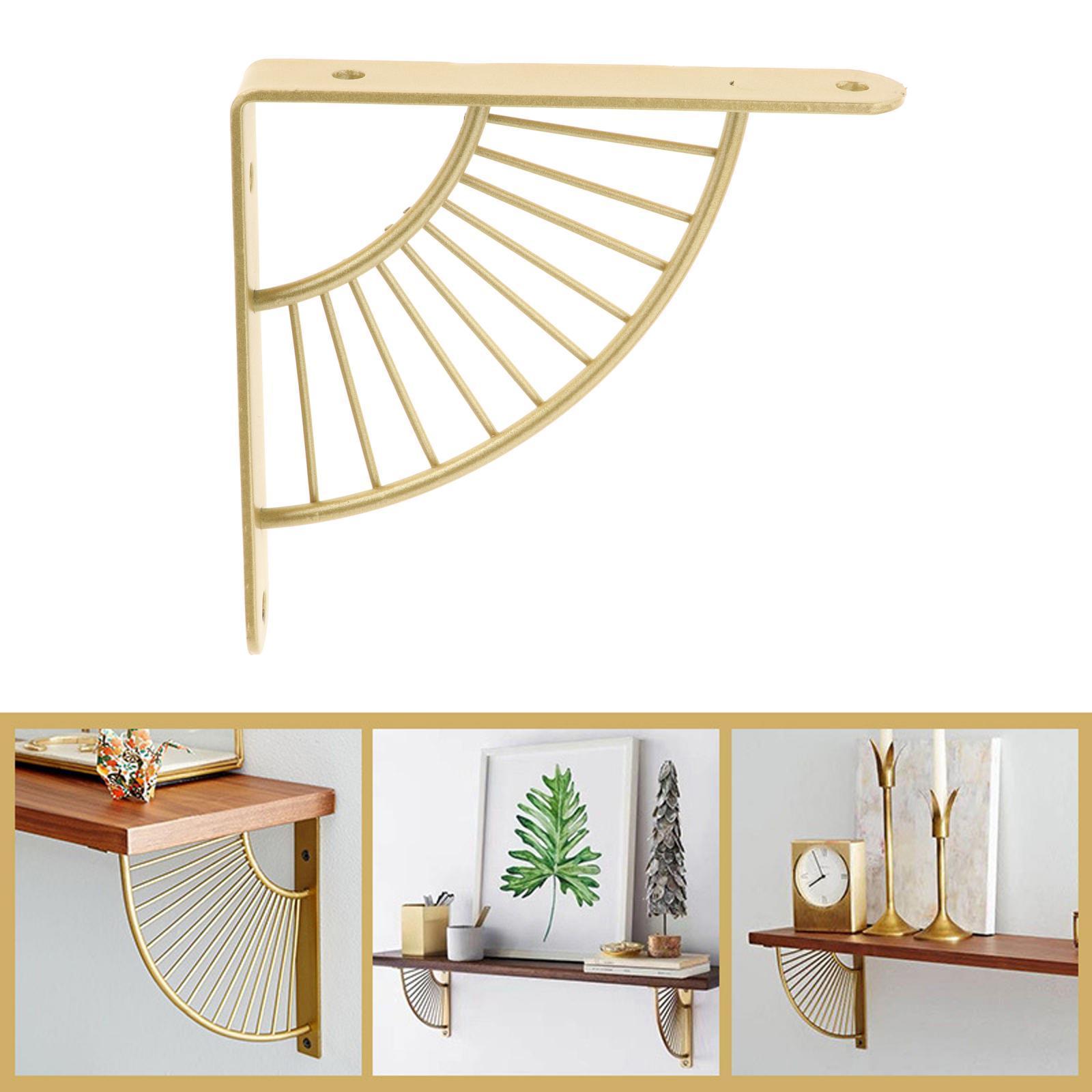 2X Nordic Metal Wall Mount Shelf Bracket Bathroom Kitchen Hardware Golden 15cm