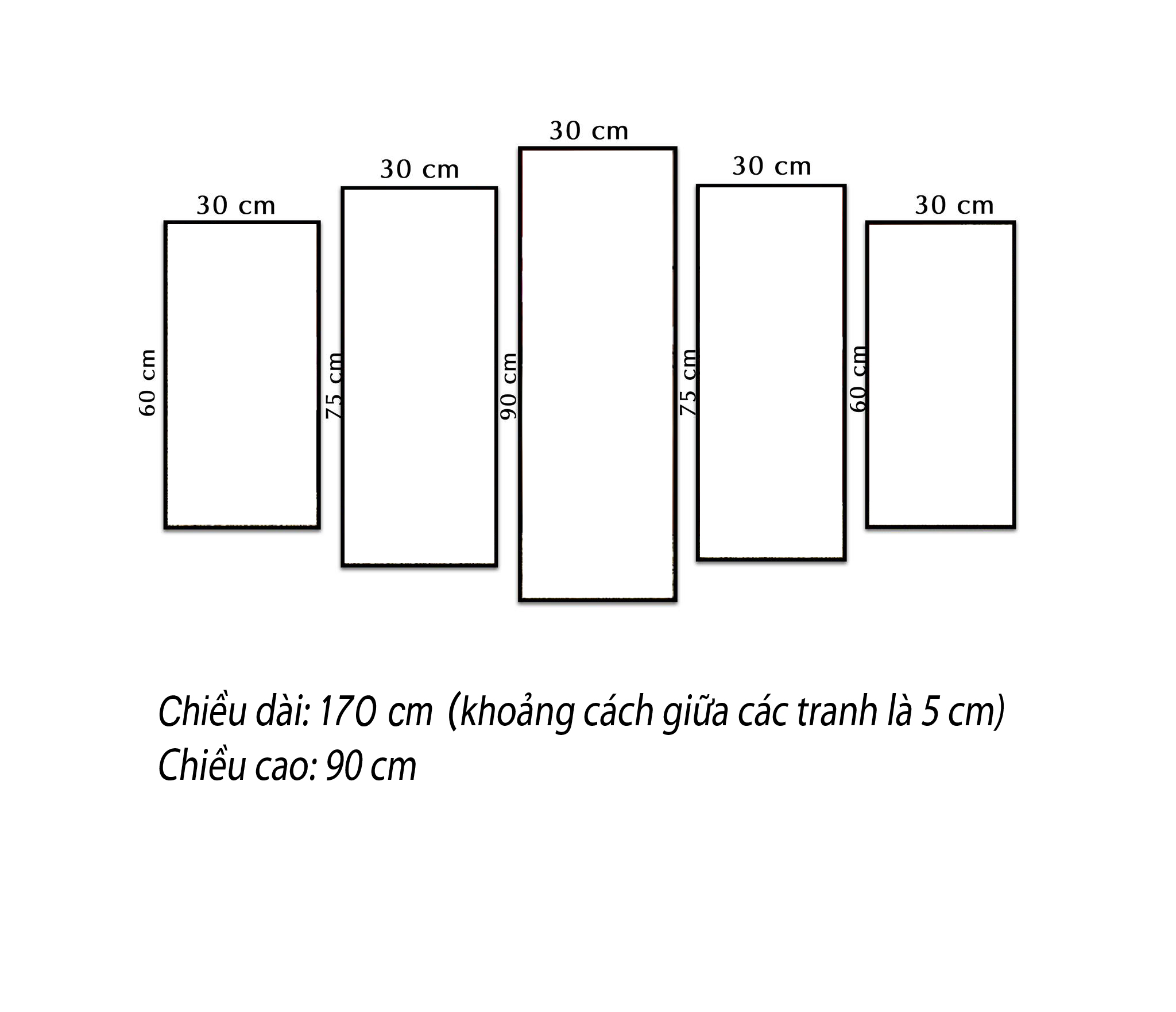 Bộ 5 tranh treo tường bằng chất liệu vải canvas, chống ẩm mốc, không bám bụi, khung trong gỗ thông chắc chắn, khung ngoài composite bền đẹp, tranh treo phòng khách kèm khung tranh trang trí, AT803