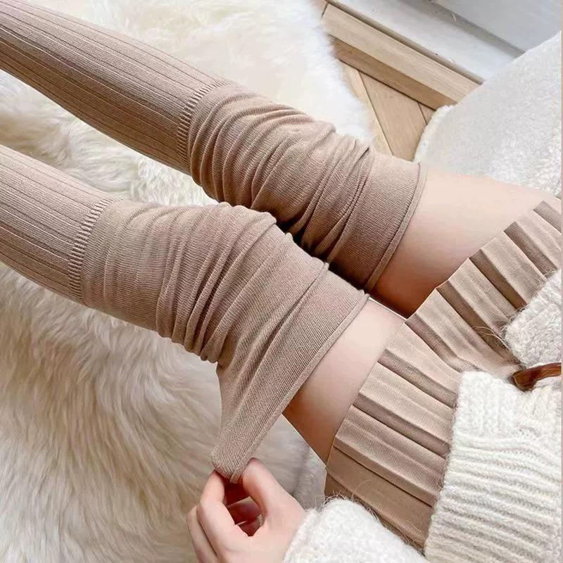 Tất đùi, TẤT DÀI QUA GỐI VIỀN NHÚN GÂN TĂM cao cổ JK, tất nhún đi boot, vớ đùi dài qua gối thời trang chất liệu cotton