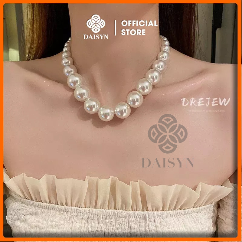  N729 dây chuyền ngọc trai nhân tạo hạt lớn , chuỗi hạt ngọc trai nhân tạo sang trọng cho nữ