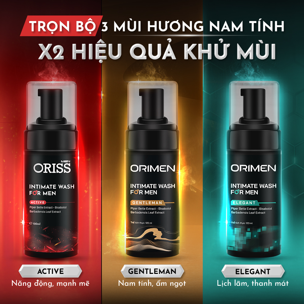 Dung Dịch Vệ Sinh Nam Dạng Bọt ORIMEN làm sạch dịu nhẹ khử mùi chai 120ml