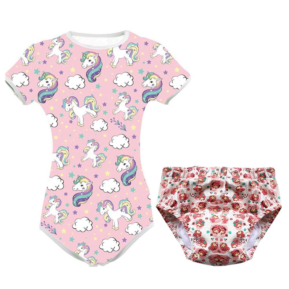 Người Lớn Bé ABDL Bodysuit Tã Không Tự Chủ Tăng Áp Miếng Lót Huấn Luyện Quần Và Bộ Đồ Ngủ Bộ