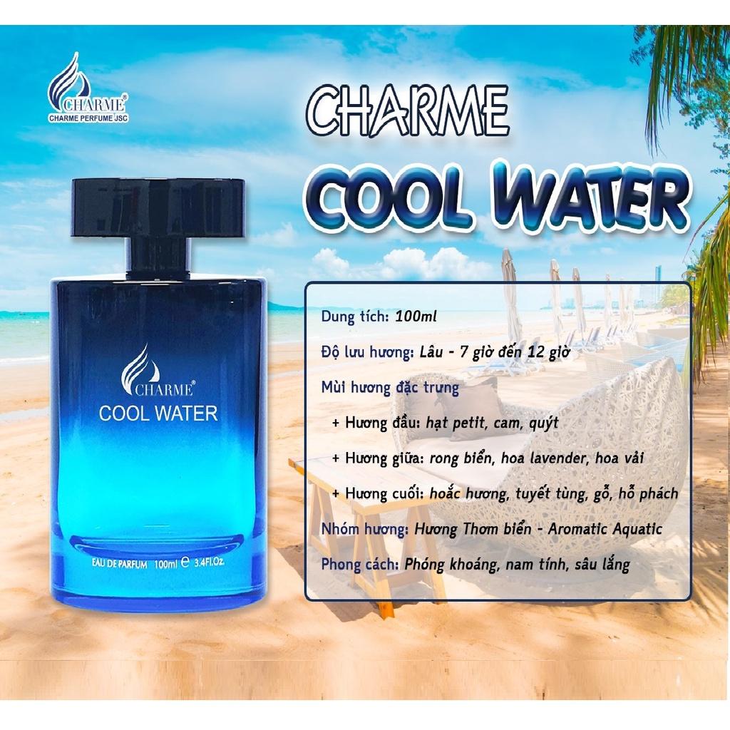 Nước Hoa Nam CHARME COOL WATER 100ml Lưu Hương Lâu Phóng Khoáng, Nam Tính_Nước Hoa Chính Hãng