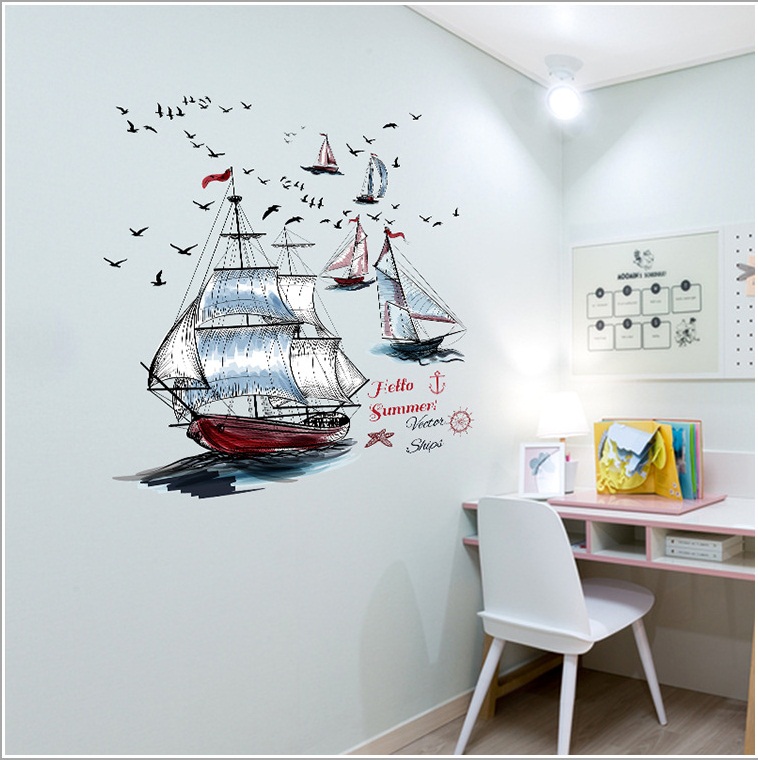 Tranh decal dán tường trang trí phòng làm việc, văn phòng công ty " CĂNG BUỒM RA KHƠI"