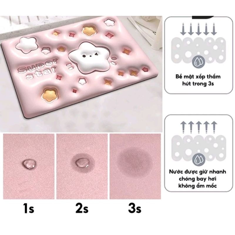 Thảm lau chân in hình 3D siêu cute mẫu hottrend, Da Nappa thảm chùi chân chống trượt, thảm nhà tắm siêu thấm nước, kích thước 38*57CM- KIỂU NGÂU NHIÊN