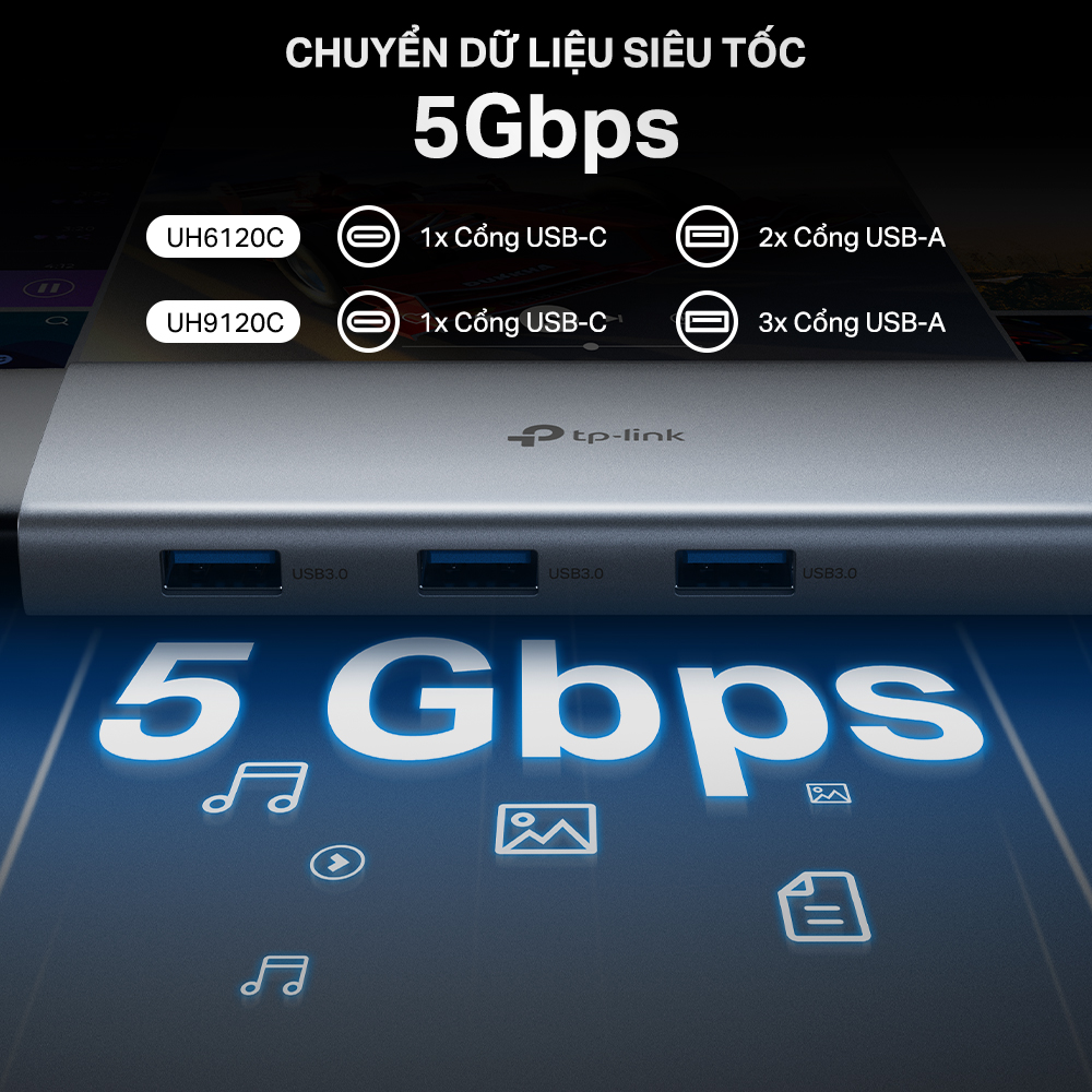 Bộ Chuyển Đổi HUB USB Type C TP-Link UH6120C 6 Cổng và UH9120C 9 Cổng - Hàng Chính Hãng