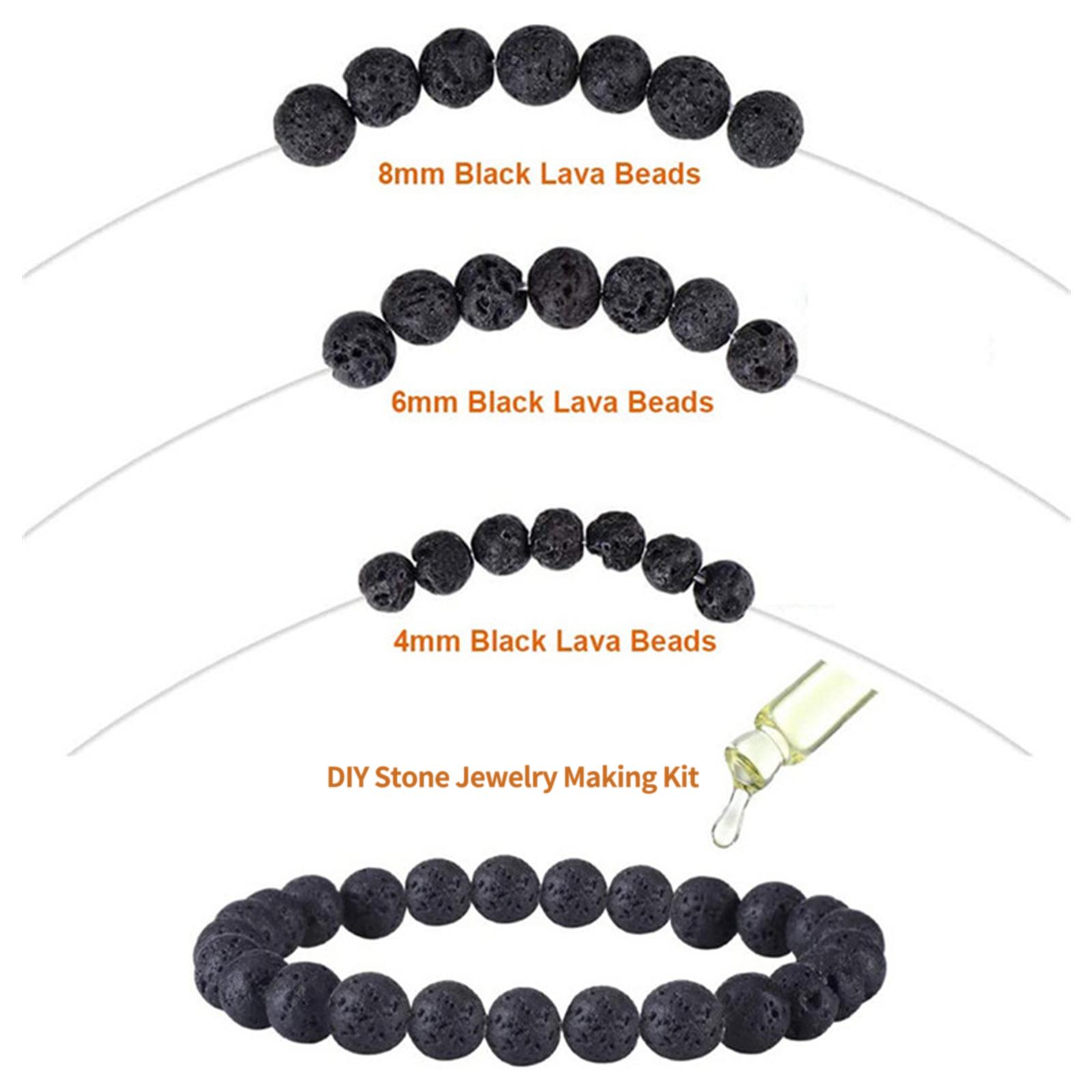 Bộ Dụng Cụ Làm Túi Trang Sức Gồm 15 Hạt Đá Núi Lửa Tự Nhiên Túi Và Dây Đàn Hồi