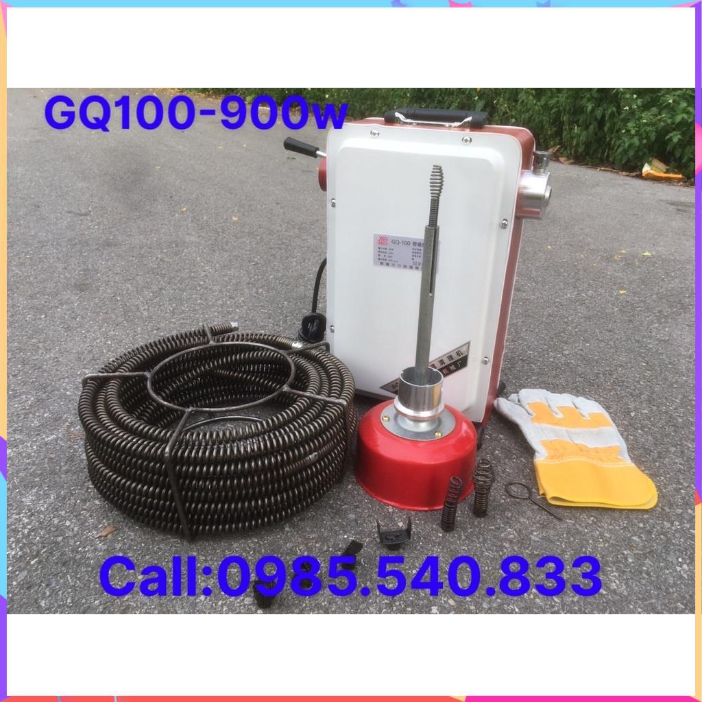 Máy thông tắc cống gia đình GQ100 -900w kèm 1 cuộn dây phi 16, 1 cuộn dây phi 8 và tặng kèm 1 gang tay