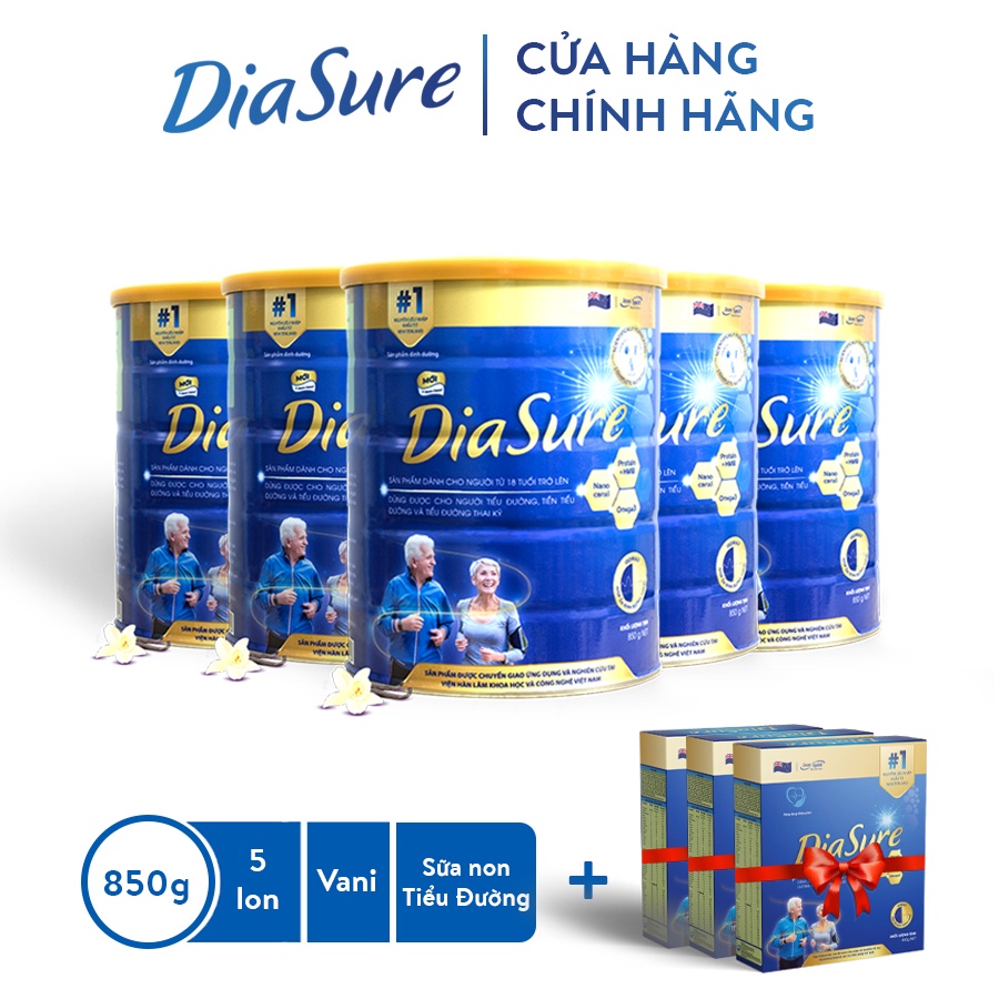 Sữa Non Diasure 850G  bổ sung thêm Nano Canxi, Omega3, -Sữa dành cho người tiểu đường