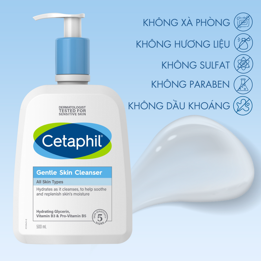 Combo 2 Sữa rửa mặt dịu nhẹ cho da nhạy cảm Cetaphil Gentle Skin Cleanser 500ml