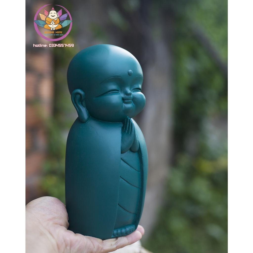 Chú tiểu decor hiện đại 21 cm trang trí nhà cửa màu xanh địa trung hải