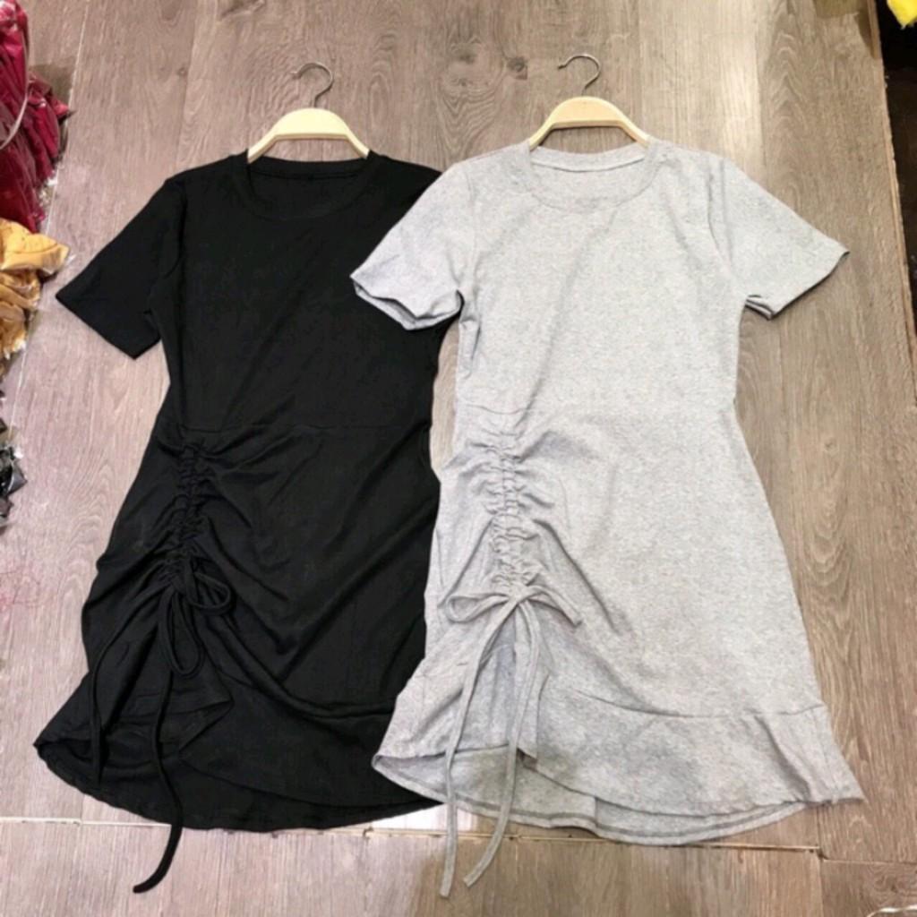 Váy Body Tay Ngắn Rút Dây Bên Sườn Siêu Xinh LH12