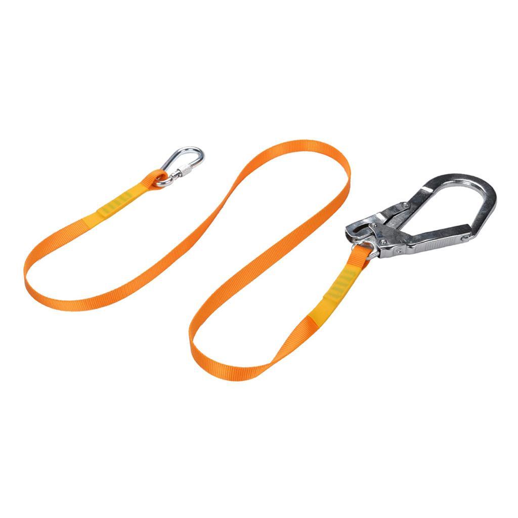 Safety Lanyard,Outdoor Climbing Harness Belt Lanyard Fall Protection Rope Large Snap Hooks, Carabineer