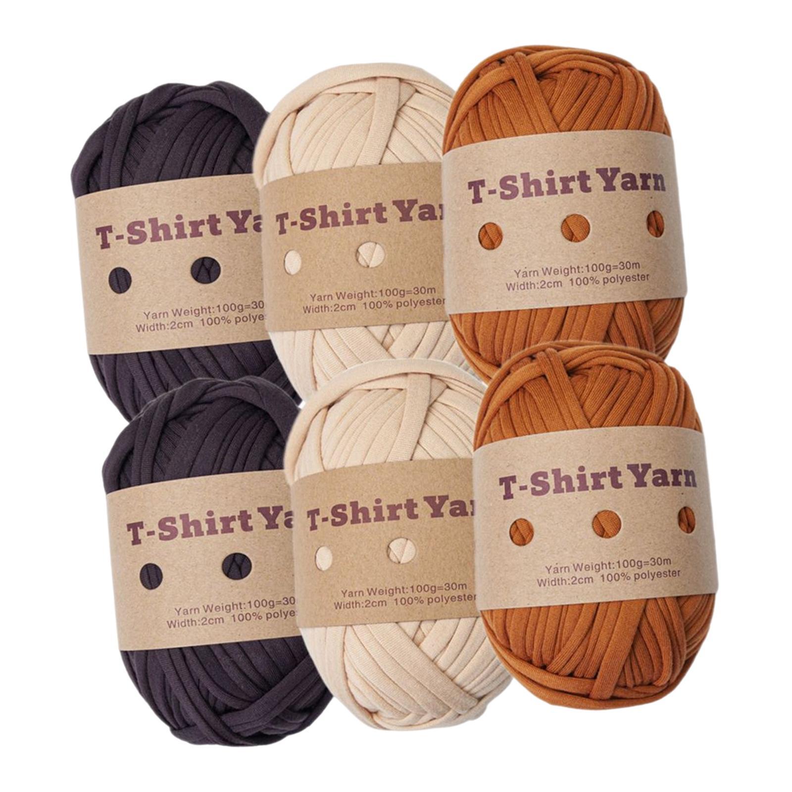 Knitting Yarn Set 6Pcs T-shirt Yarn Elastic Crocheting Projects Chunky Yarn Spaghetti Yarn for Bags Throw Blanket Crochet Carpets Home Decor