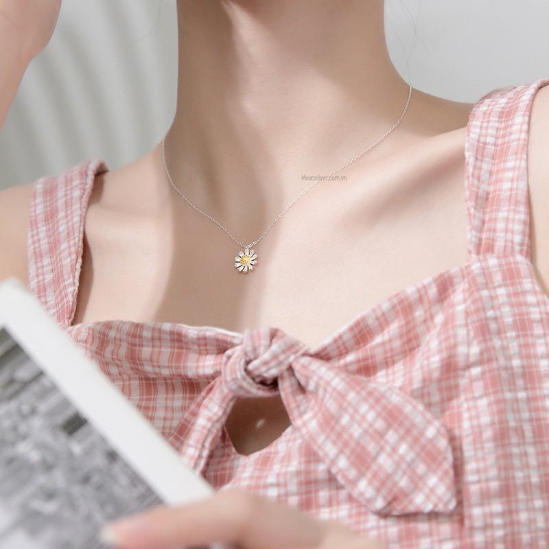 Dây chuyền bạc moonsilver vòng cổ bạc nữ hình hoa cúc họa mi xinh xắn