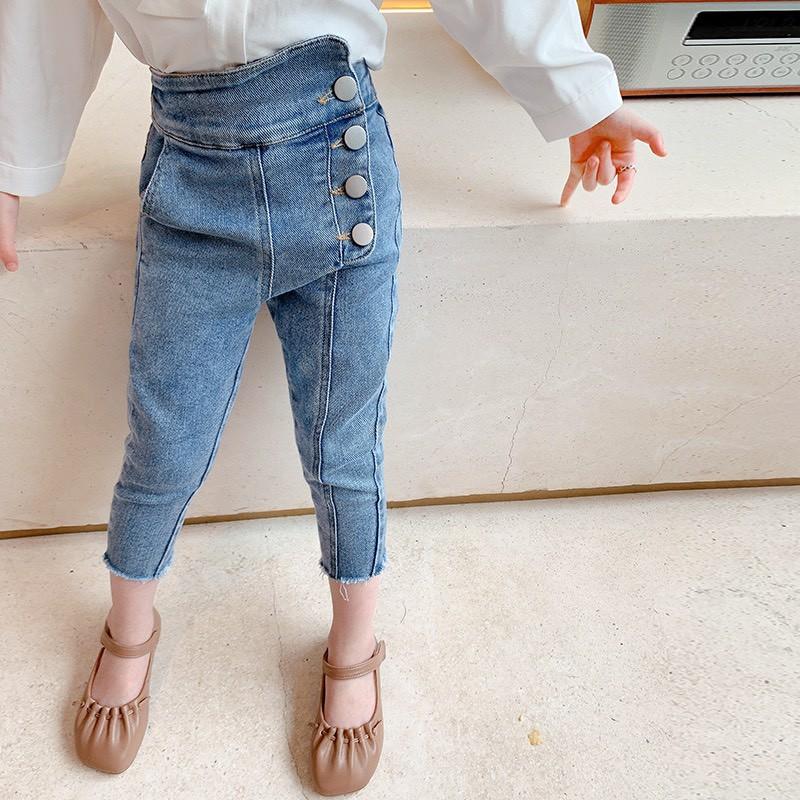  Quần jean denim cạp cao ống côn cực sành điệu cho bé gái