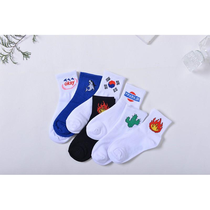 Vớ nam nữ Muzini tất cổ cao unisex in hình cực chất cá tính MT01