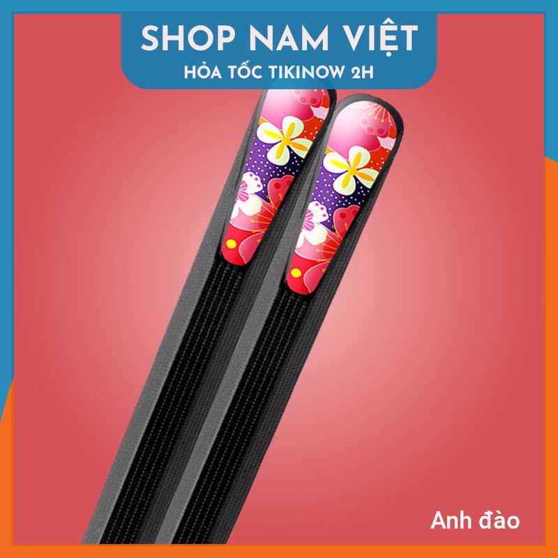 Combo 5 Đôi Đũa Thủy Tinh Đầu Đũa Vạt Xéo Trang Trí Họa Tiết Nhật Bản Phủ Bóng