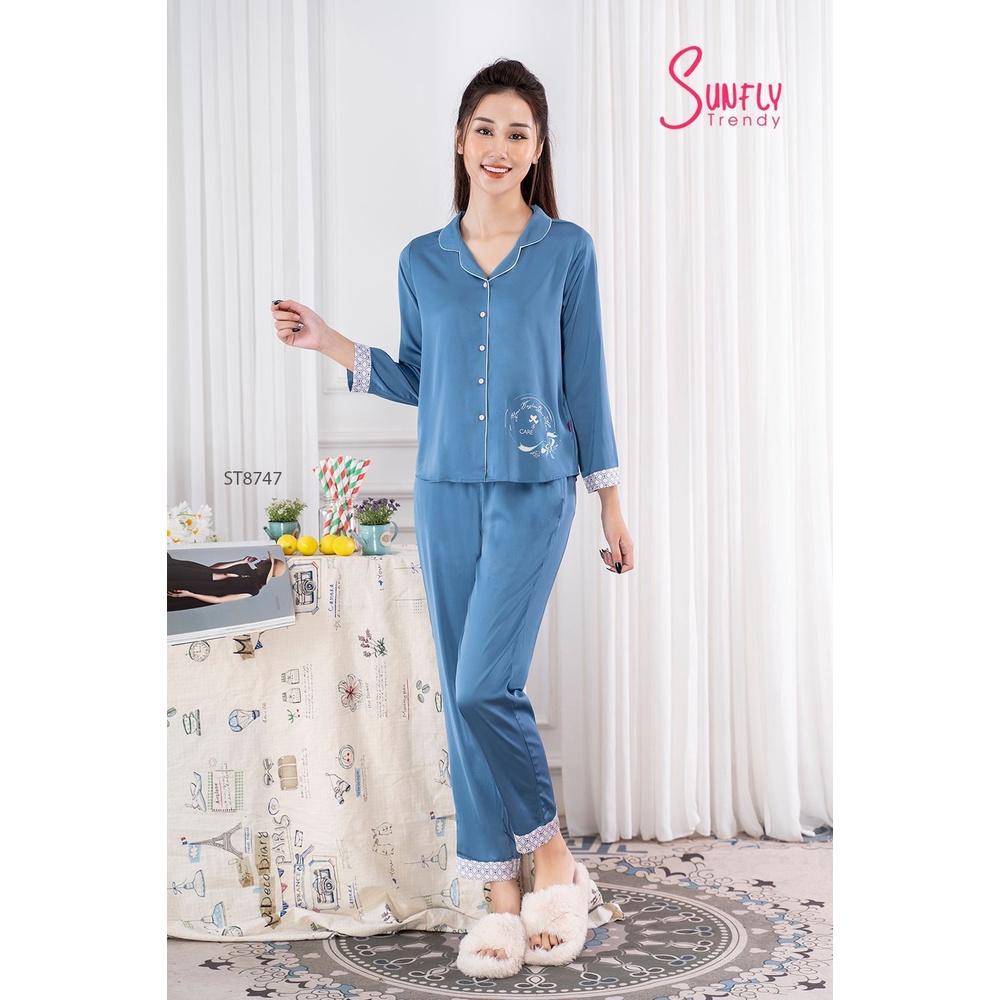 ST8747 BỘ PIJAMAS LỤA ÁO DÀI QUẦN DÀI