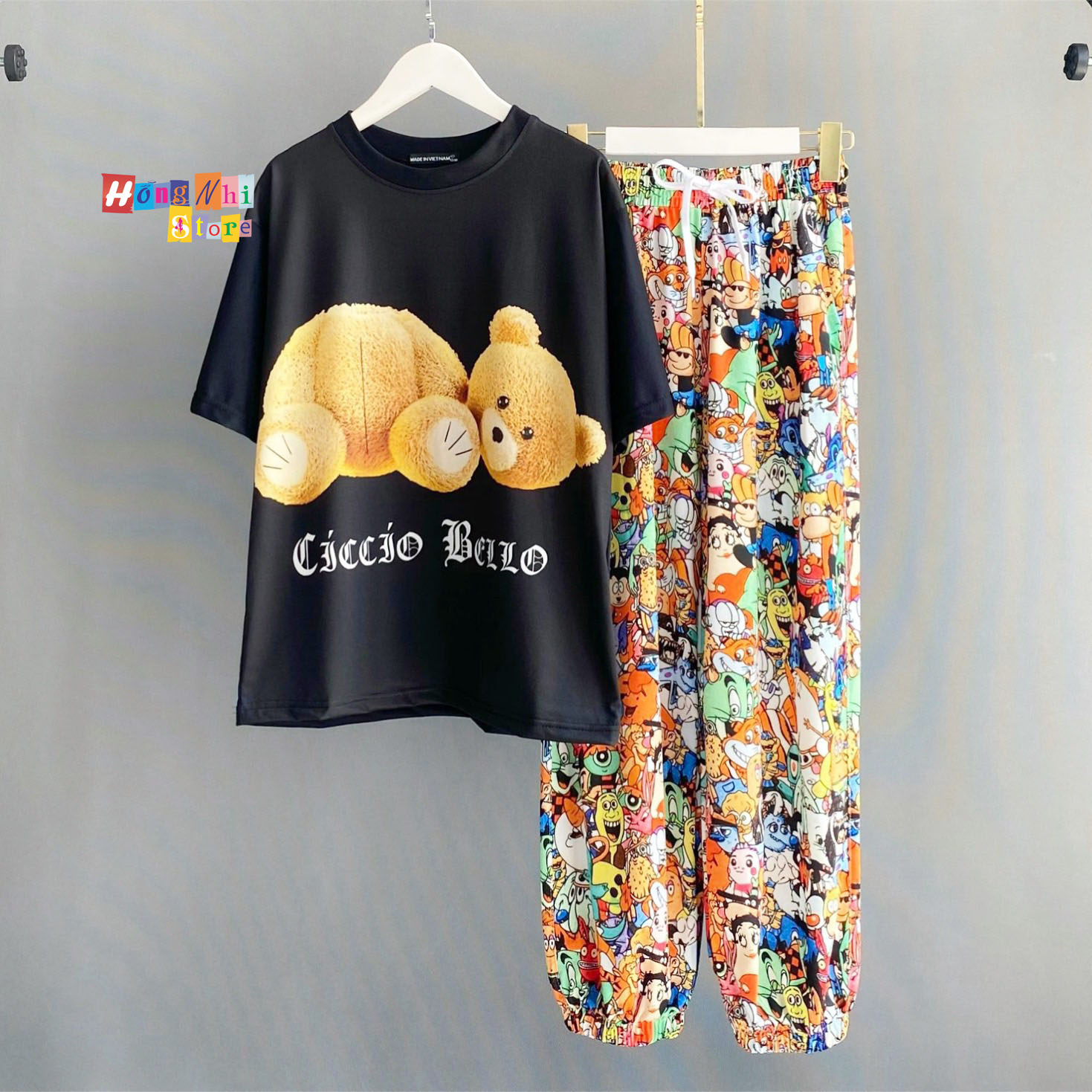 Quần Hoạt Hình Dài Bo Lai Cartoon Pant V2 Oversize Ulzzang Unisex - MM