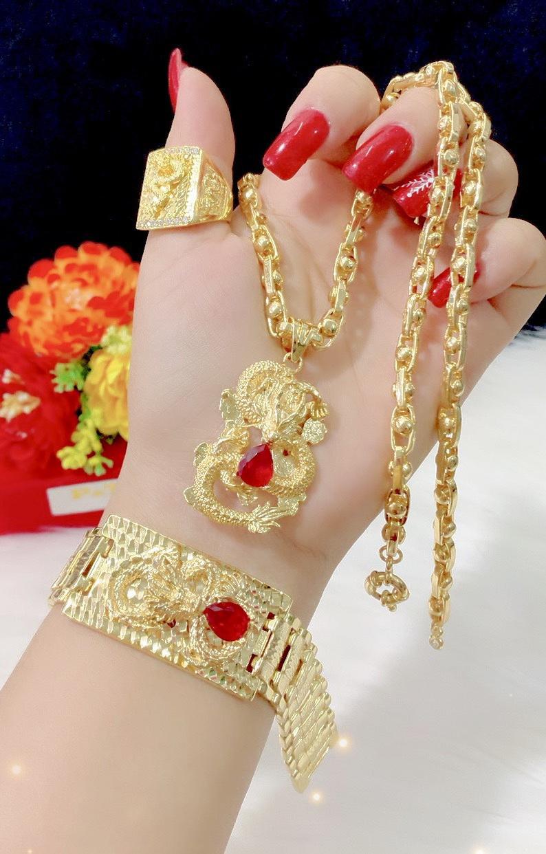 Combo bộ trang sức nam 3 món mạ 24k cao cấp