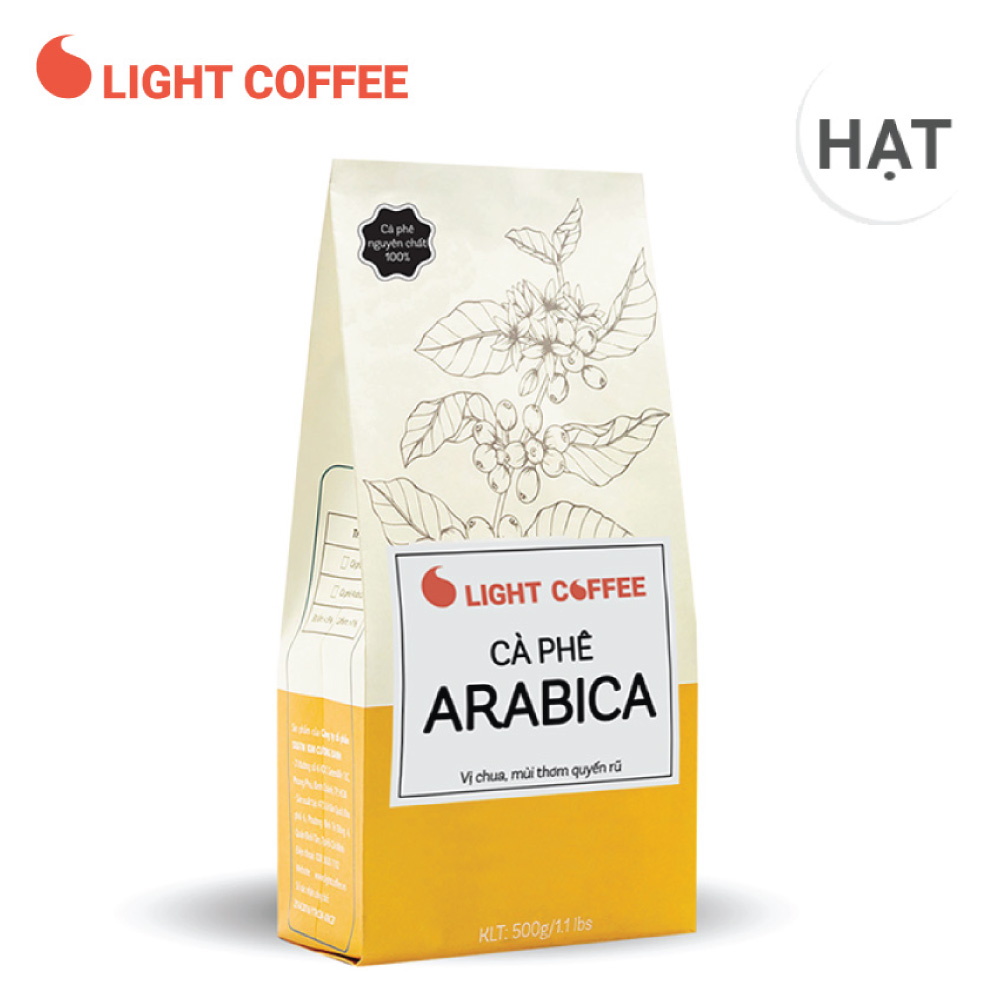 1KG Cà phê Arabica Light Coffee vị chua thanh, đắng dịu và thơm nồng - 500gr/gói