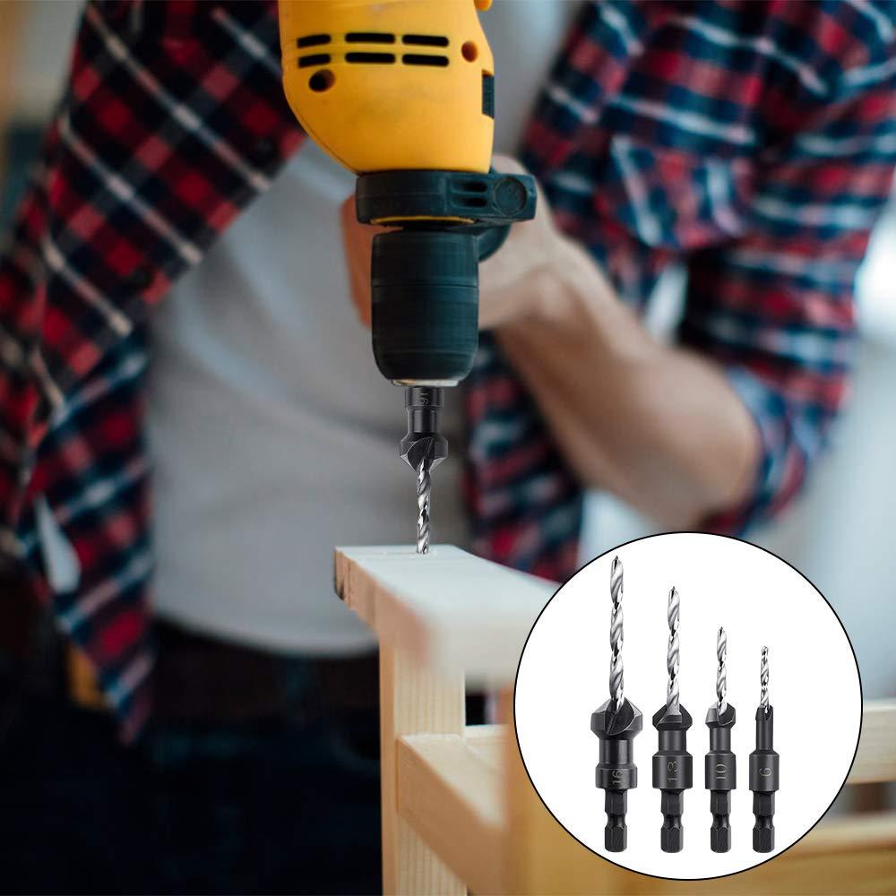 Mũi khoan mũi khoan, 4 miếng Mũi khoan lục giác Mũi khoan mũi khoan với cờ lê nhỏ, Mũi khoan gỗ mũi khoan phù hợp với các tấm gỗ hoặc nhựa