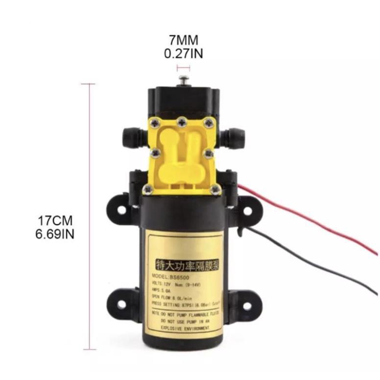 Máy Bơm Áp Lực Cao 12V100W 1.1MPA 8 lít/phút .