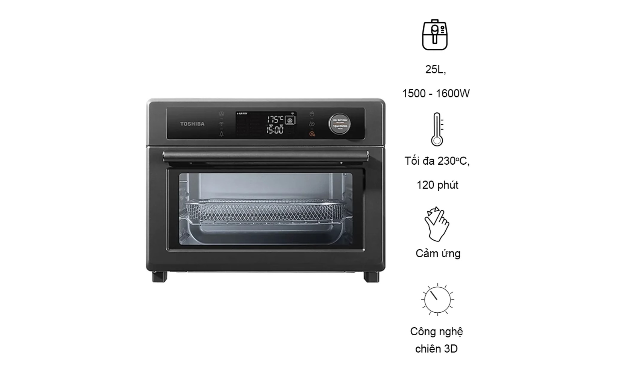 Lò chiên không dầu 25 lít Toshiba TL2-SAC25GZC(GR) - Hàng chính hãng