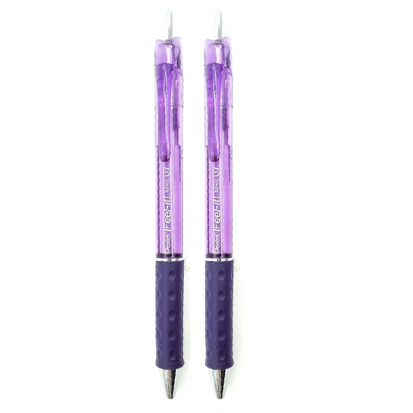 Bộ 2 Bút Bi Bấm Pentel 0.7 BX477V - Màu Tím