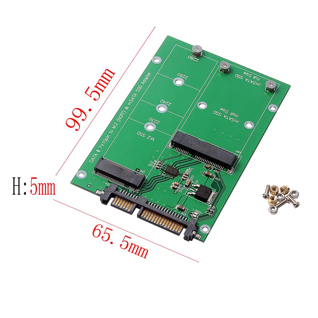 NGFF M.2 B KEY / mSATA SSD Solid State Drive to 2.5'' SATA Adapter Card