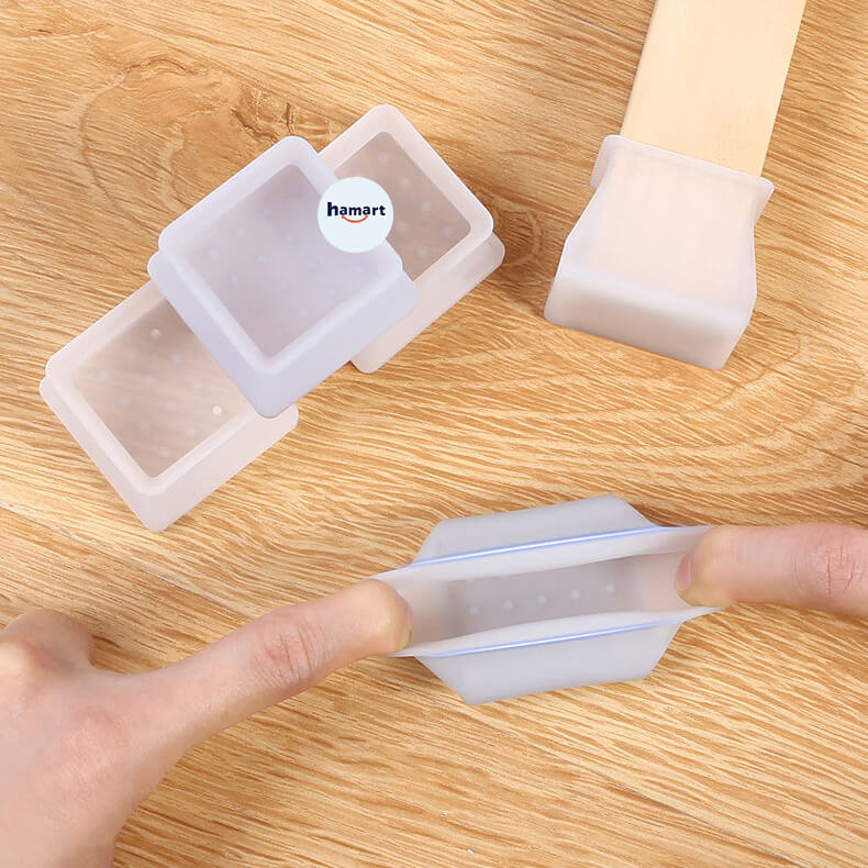 COMBO 4 Miếng Lót Chân Bàn Ghế Silicone Bọc Chân Bàn Ghế Vuông &amp; Tròn Tiện Lợi
