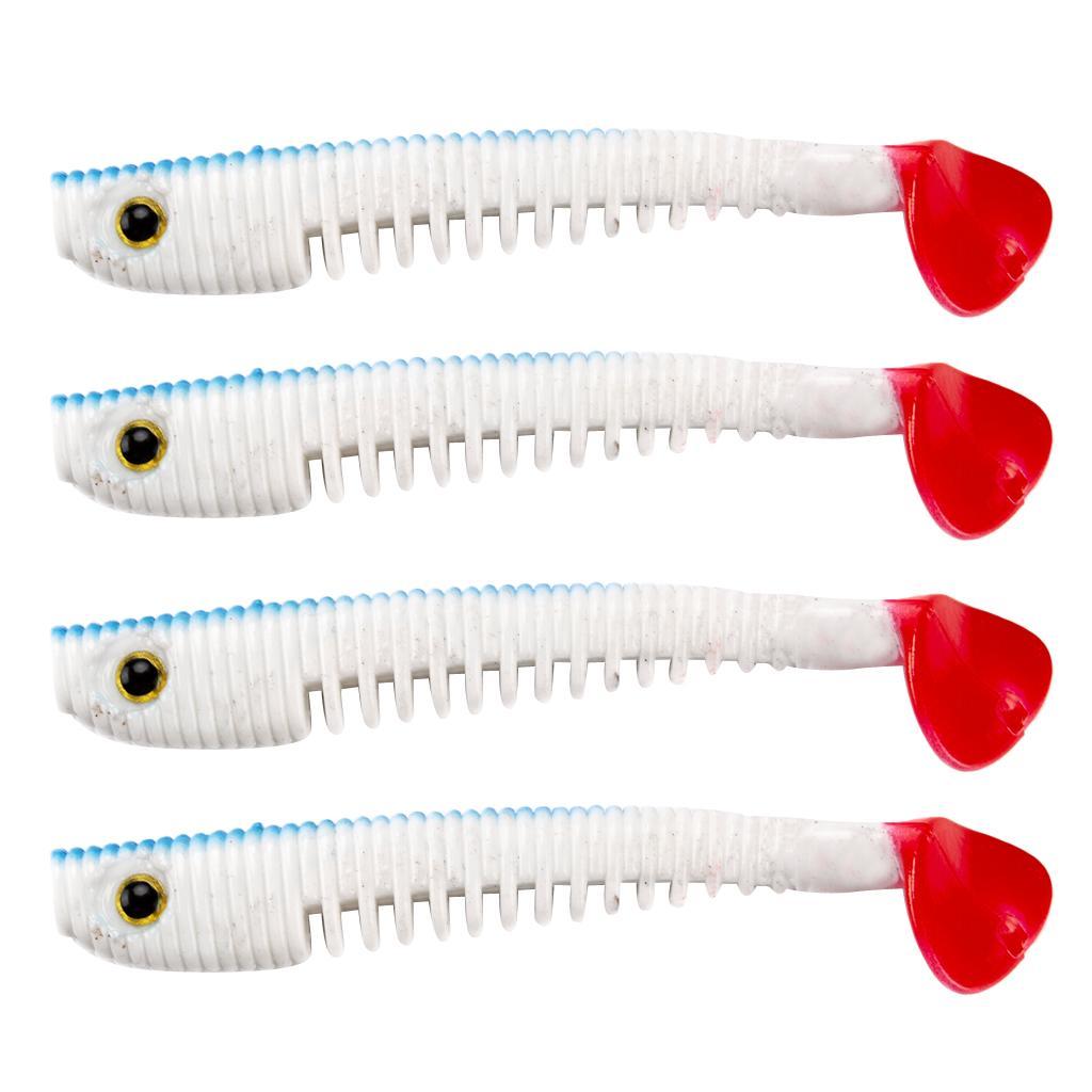 4Pcs Colorful Soft Fishing Lure Artificial Worm Freshawater Saltwater Bait