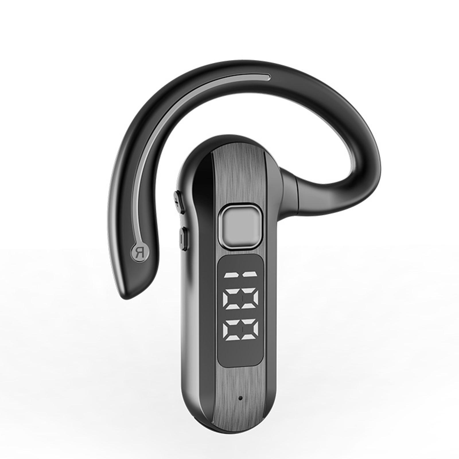 Bones Conduction Digital Display Wireless Single Ear Hook for Gym black