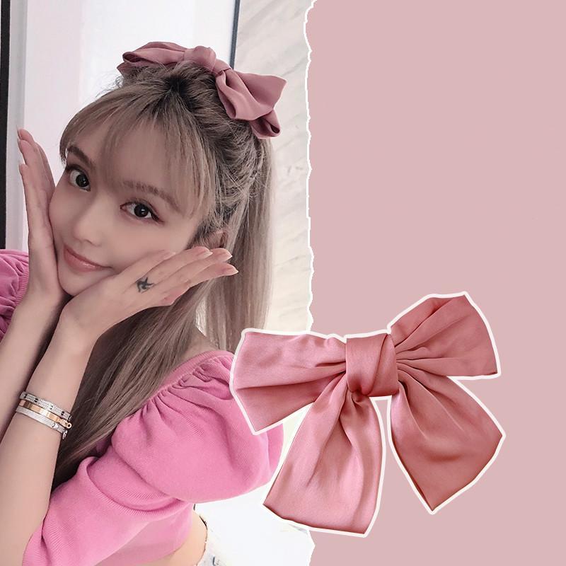 Kẹp Tóc Hình Nơ Màu Trơn Xinh Xắn Phong Cách Nhật Bản Cho Nữ