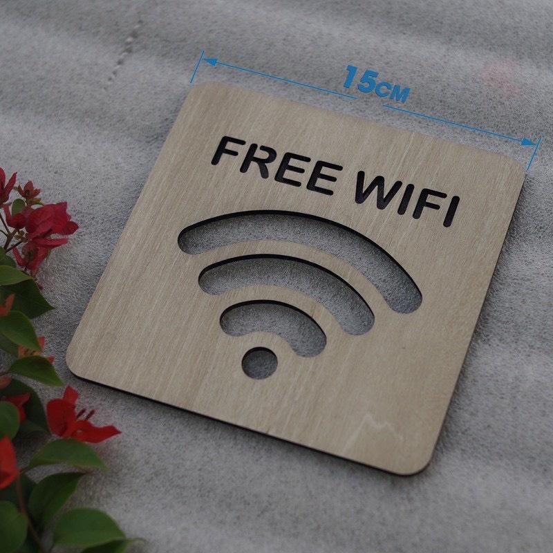 Bảng Gỗ Decor Quán Free Wifi trang trí cao cấp hiện đại khắc theo yêu cầu ( tặng kèm dây treo