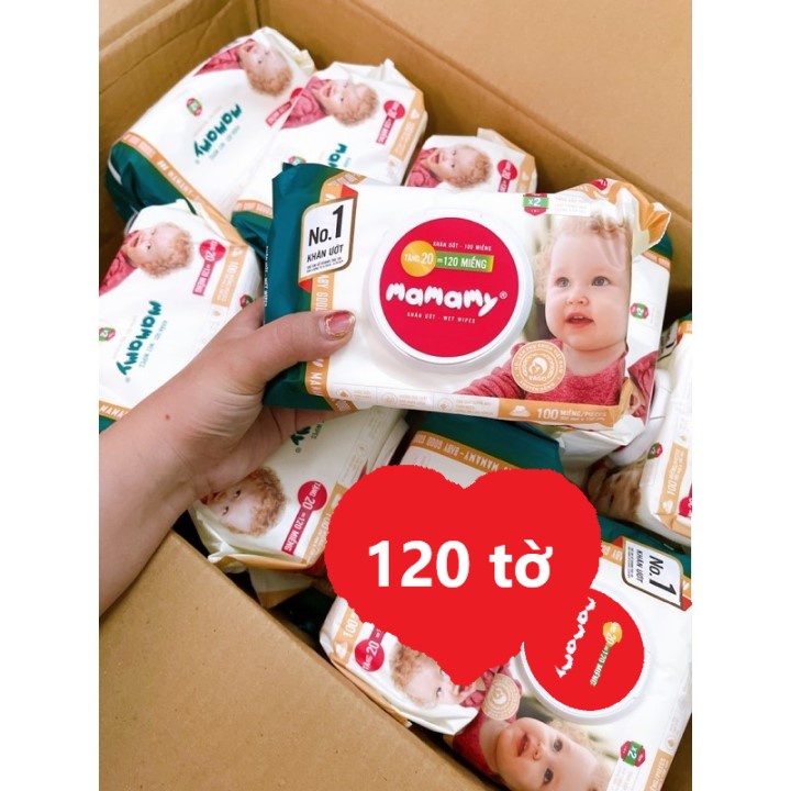 KHĂN ƯỚT MAMAMY KHÔNG MÙI LOẠI TẶNG 120 TỜ