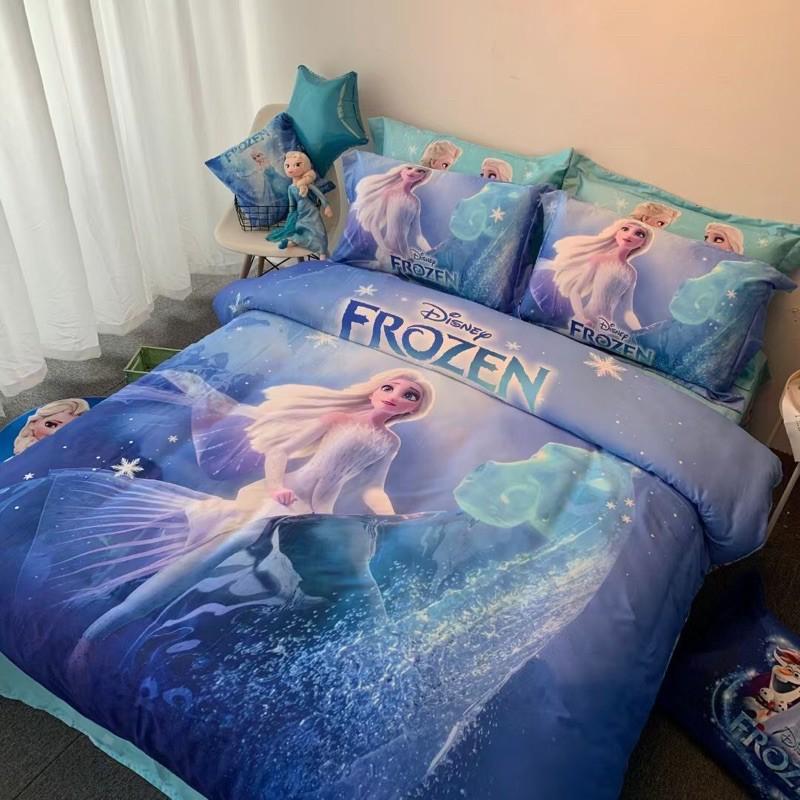 Bộ Chăn Ga Gối Cotton Disney 100%cotton Hàng Nhập Khẩu Cao Cấp 4 Món Công Chúa Tuyết