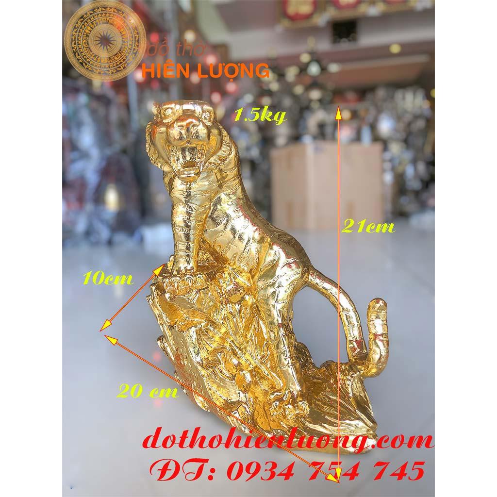 Tượng Hổ Đứng Dát Vàng 24K