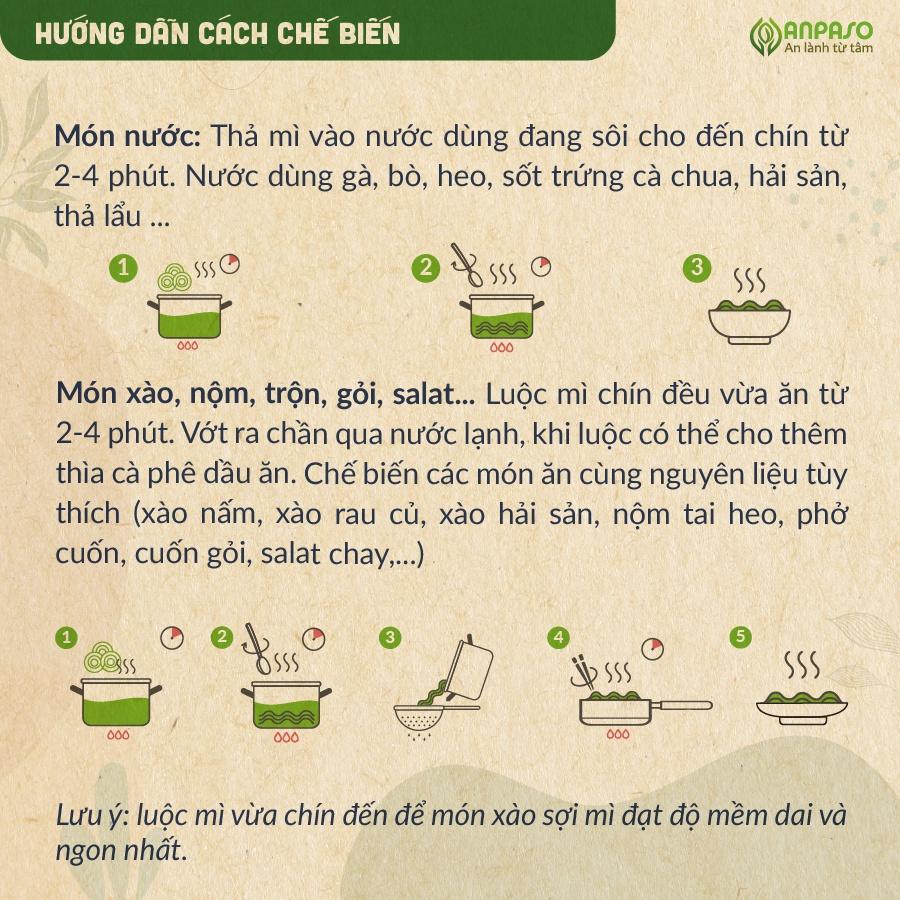 Mì Hữu Cơ Giảm Cân Organic Rau Củ Mầm Lúa Mạch Anpaso, Eat clean, ăn chay, không chiên dầu mỡ300g