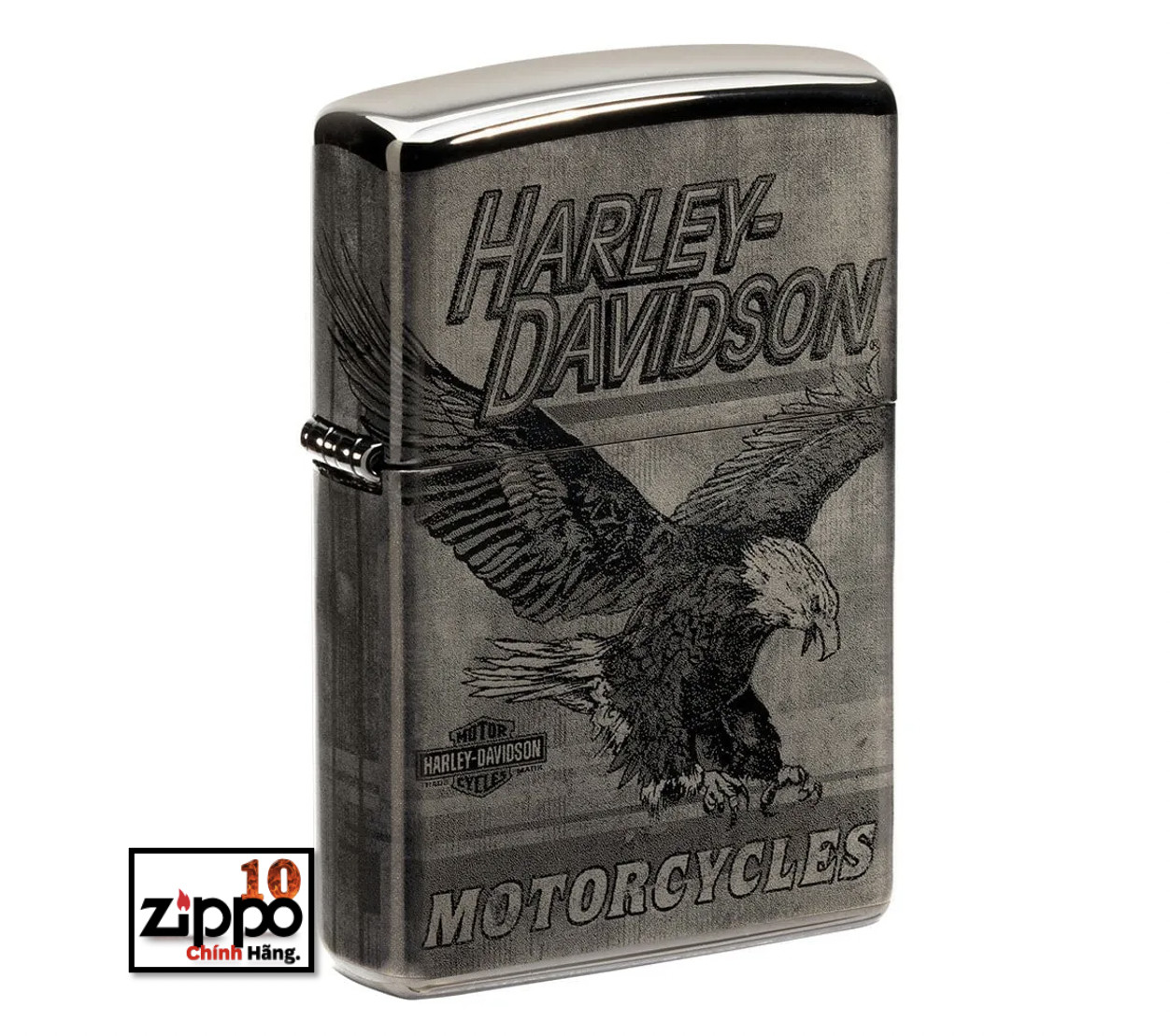 Bật lửa Zippo Harley-Davidson Eagle Photo Image 360° High Polish Black sku: 48360 - Chính hãng 100%