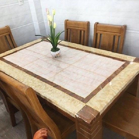 Bàn ăn gỗ mặt đá 6 ghế , bộ bàn ăn gỗ , bàn ăn cao cấp 1m6