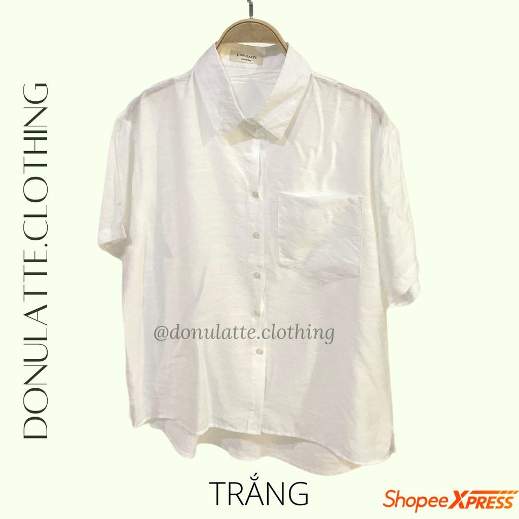 Áo sơ mi nữ vải voan tơ dáng vừa ngắn tay kiểu dáng basic nhiều màu sắc - donulatte.clothing Voan Tơ Shirt Freesize