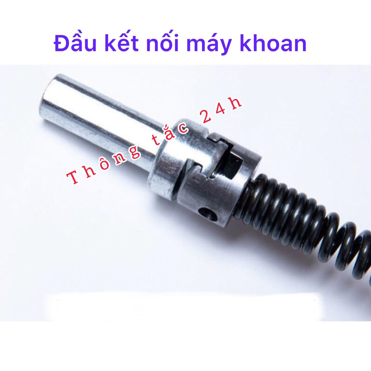 Dây thông tắc cống Ф10, dây thông nghẹt cống dùng cho máy khoan dài 5m dây lò xo + 1 đầu kết nối máy khoan