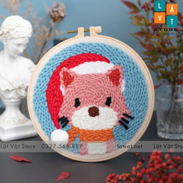 Bộ Thêu Len Xù Trang Trí Decor Giáng Sinh An Lành - Punch Needle - Có Video hướng dẫn cơ bản