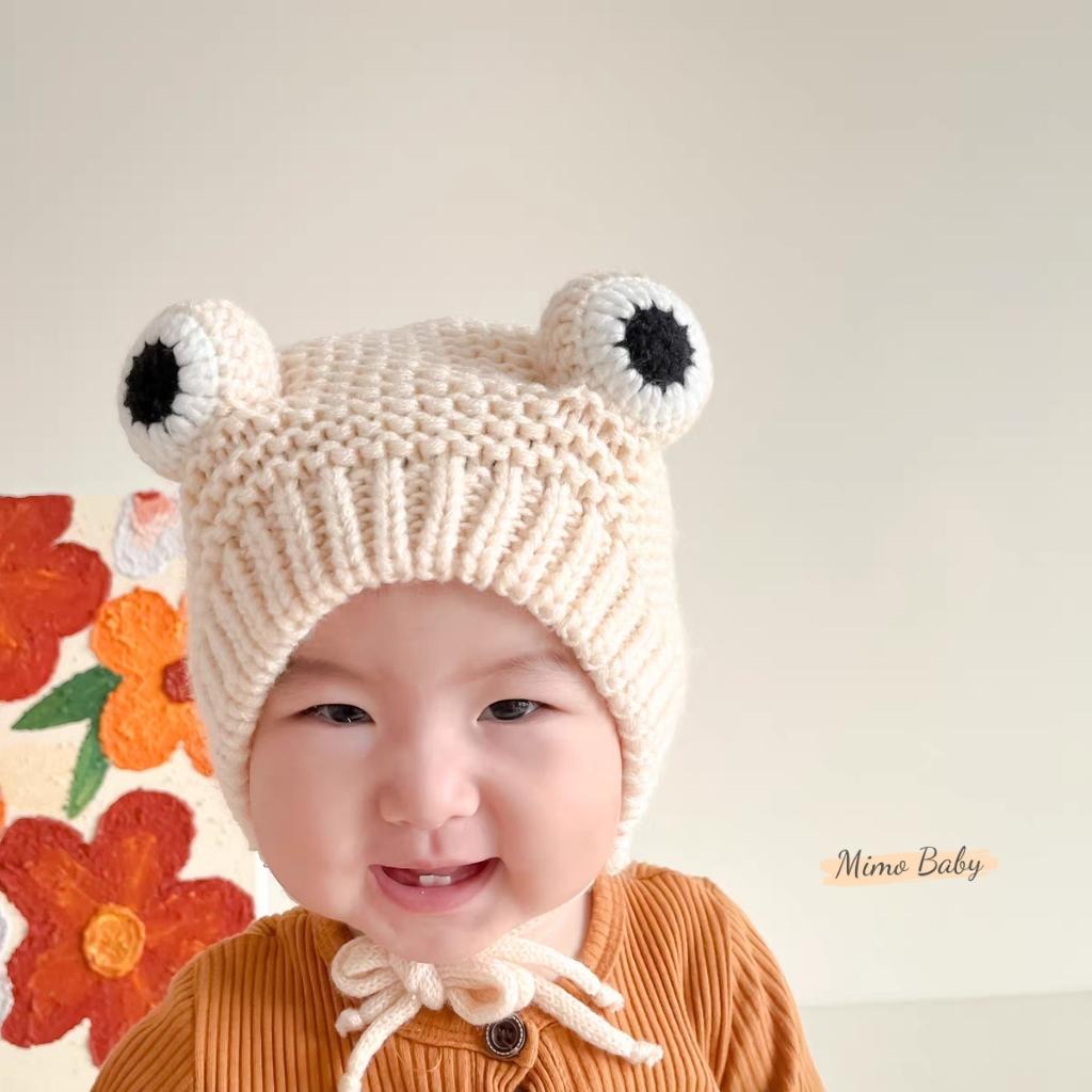 Mũ nón len buộc dây đan hình chú ếch dễ thương cho bé ML186 Mimo Baby